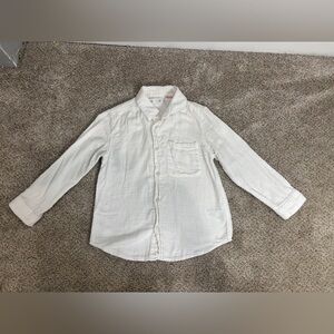 Zara Little Boy cotton white button down collared shirt size 4-5 party wedding